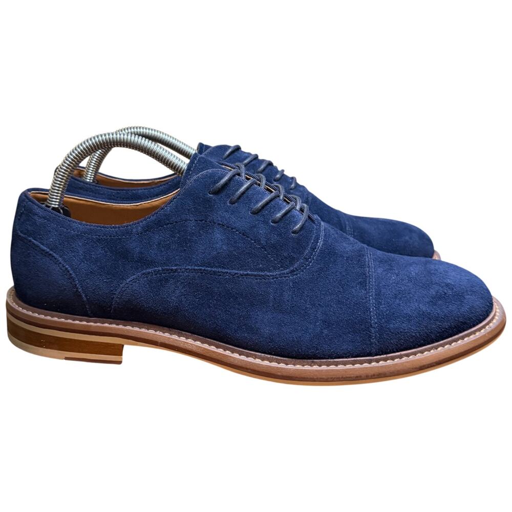ALDO Men's 10 Blue Suede Dress Cap Toe Oxford Shoe Leather